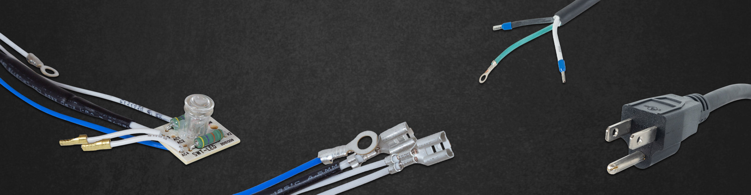 A collection of replacement electrical wiring for QEP and ROBERTS tile & flooring installation tools