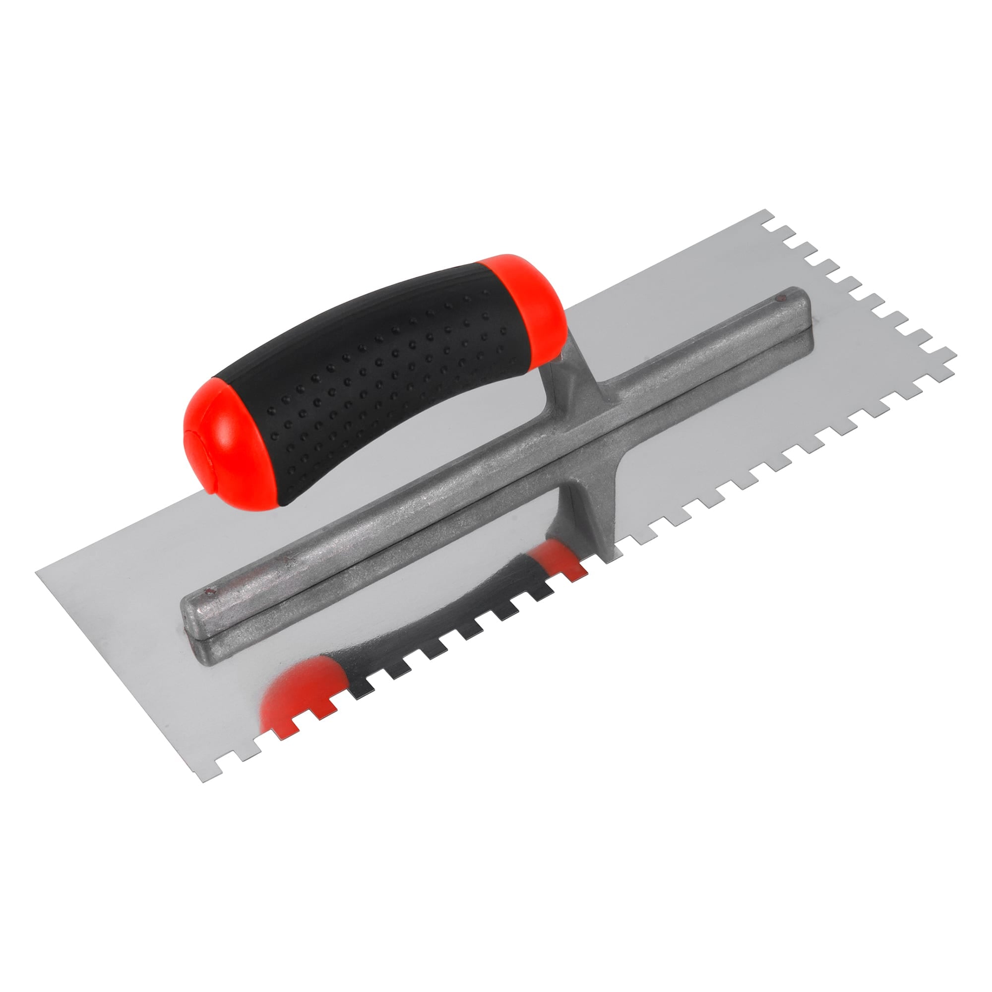 1/4" x 1/4" x 1/4" Square Notch Carbon Steel Trowel w/ Comfort Grip - 1