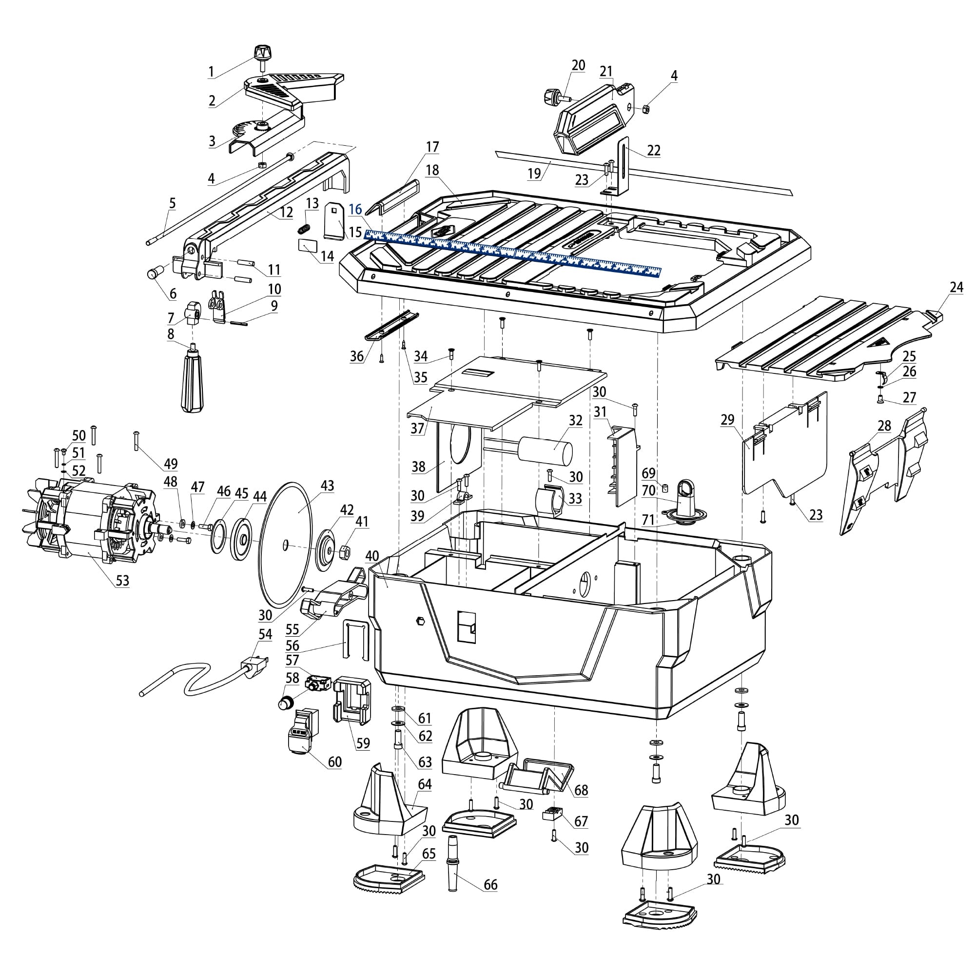 Measure Guide (A) for 7" Power Pro 1HP Wet Tile Saw 22900Q - 5