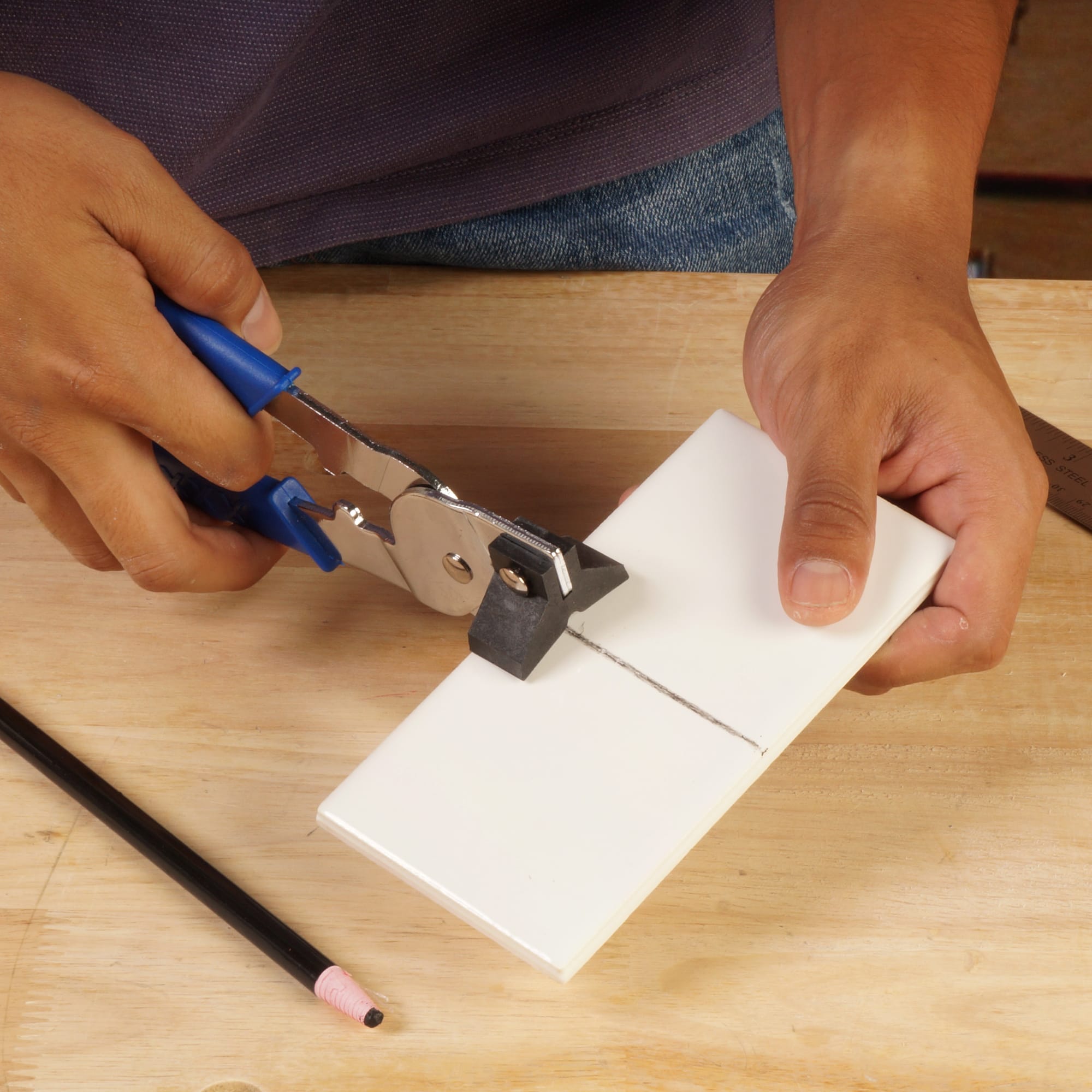 Hand-Held Ceramic Wall Tile Cutter with Carbide Scoring Wheel - 2