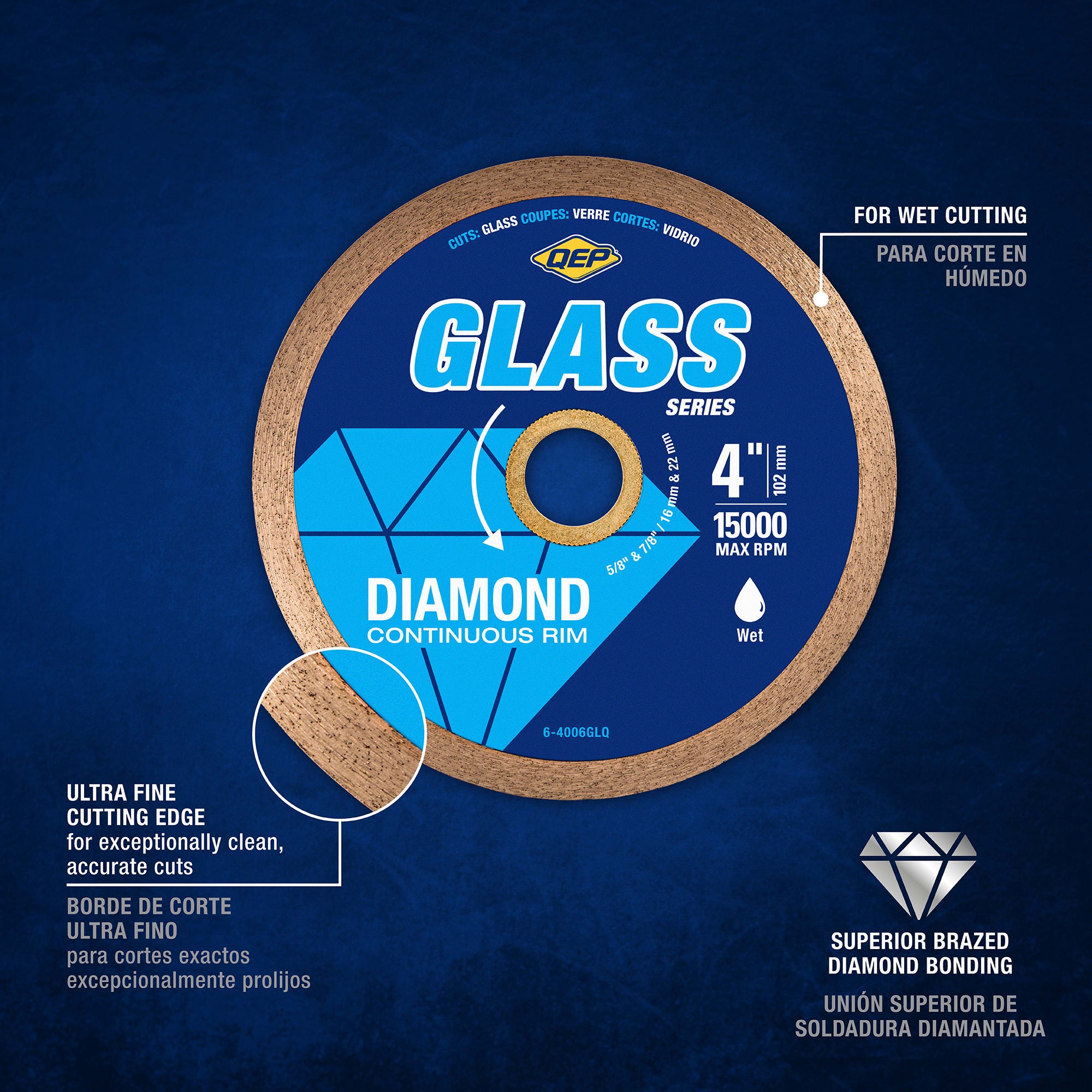 4" Diamond Saw Blade for Glass Tile%2C Wet/Dry - 2