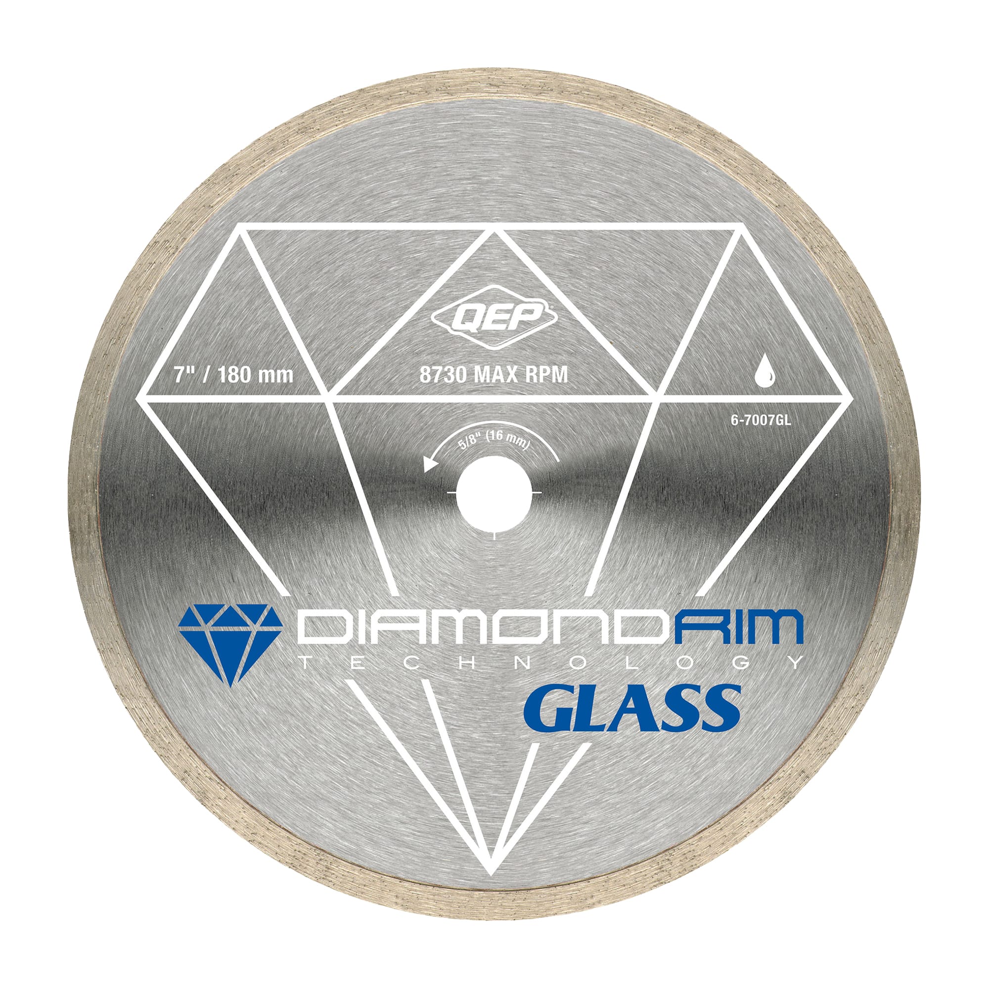 7" Continuous Rim%2C Premium Diamond Saw Blade for Glass Tile Wet Cuts - 1