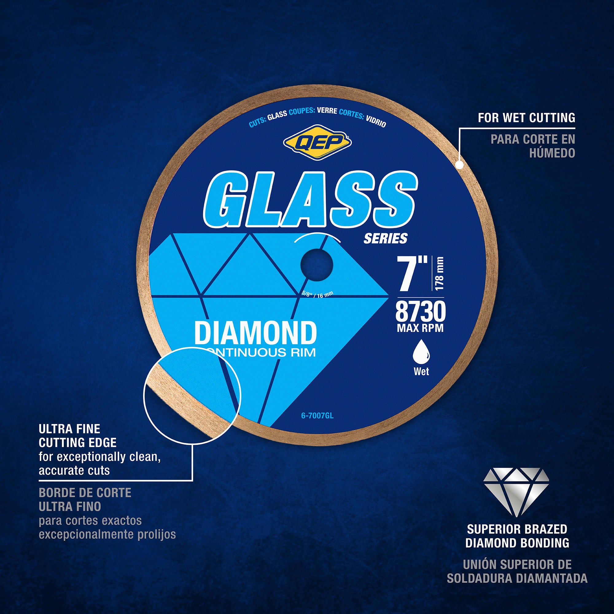 7" Diamond Saw Blade for Glass Tile%2C Wet Use - 2