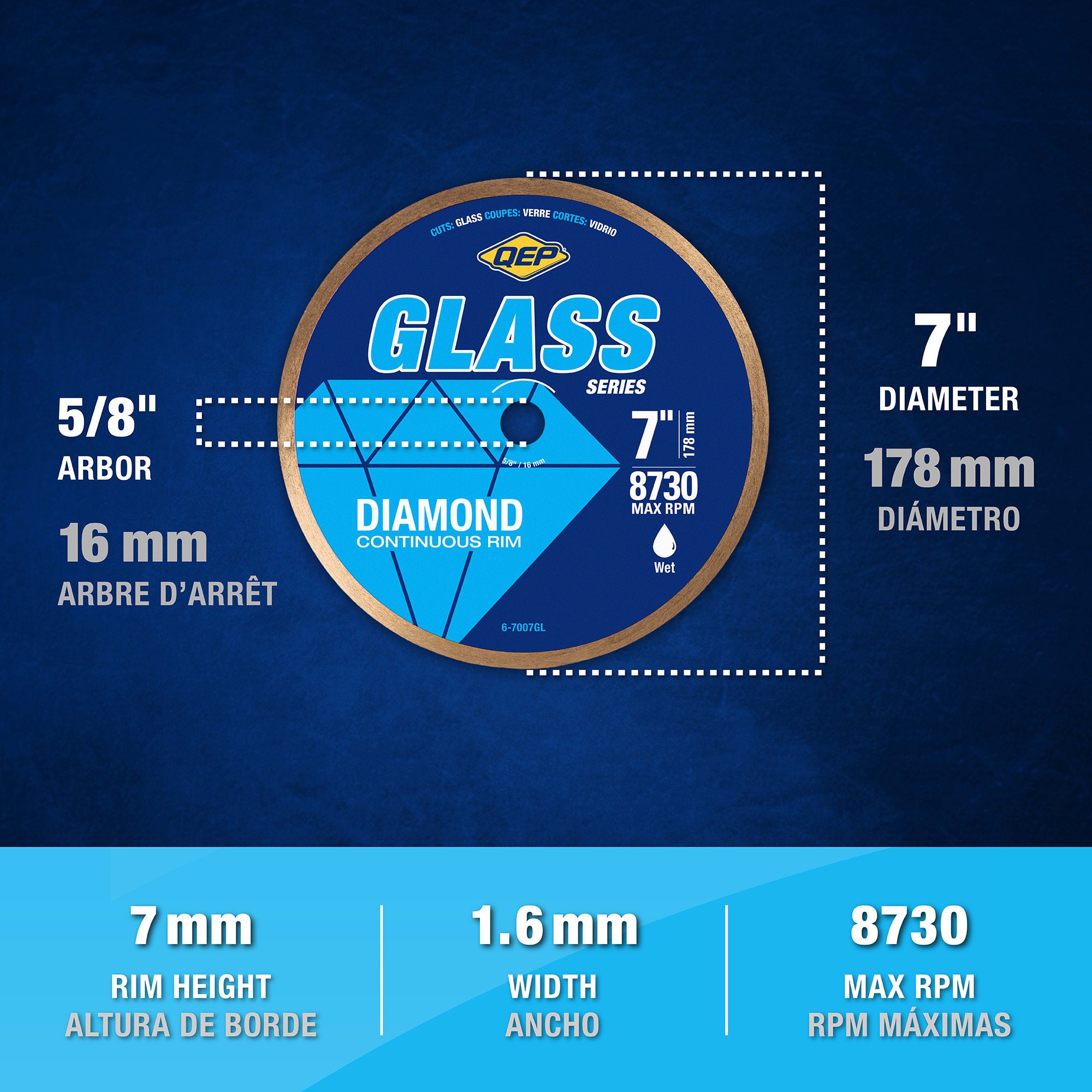 7" Diamond Saw Blade for Glass Tile%2C Wet Use - 4