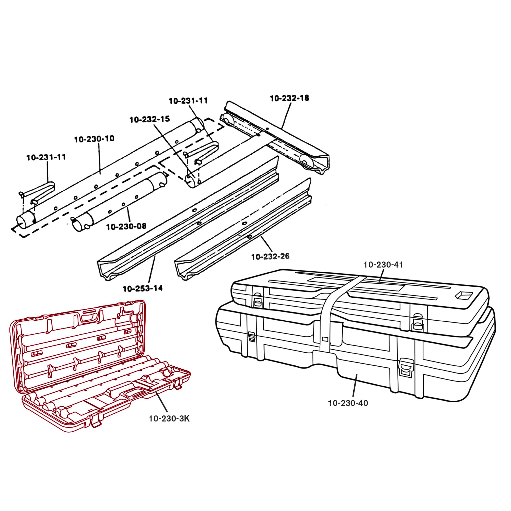Case with Three 3' Extension Tubes for Carpet Stretchers - 8