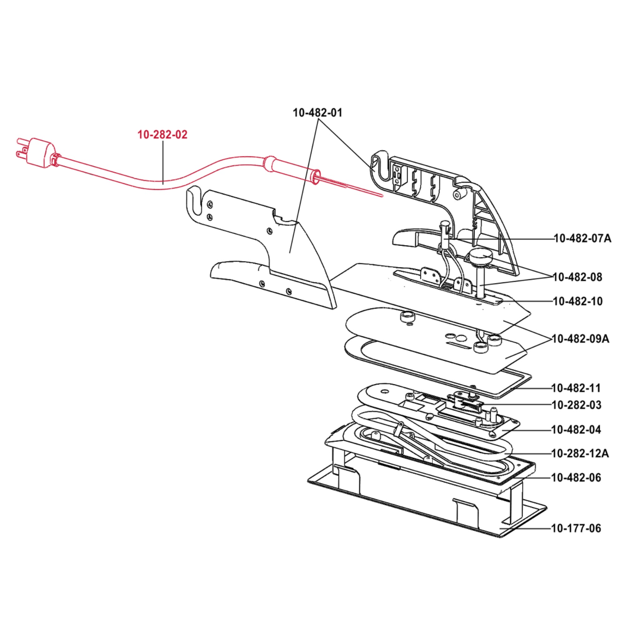 Cord Set w/ Relief Spring for 10-482G Cool Shield Heat Bond Iron - 6