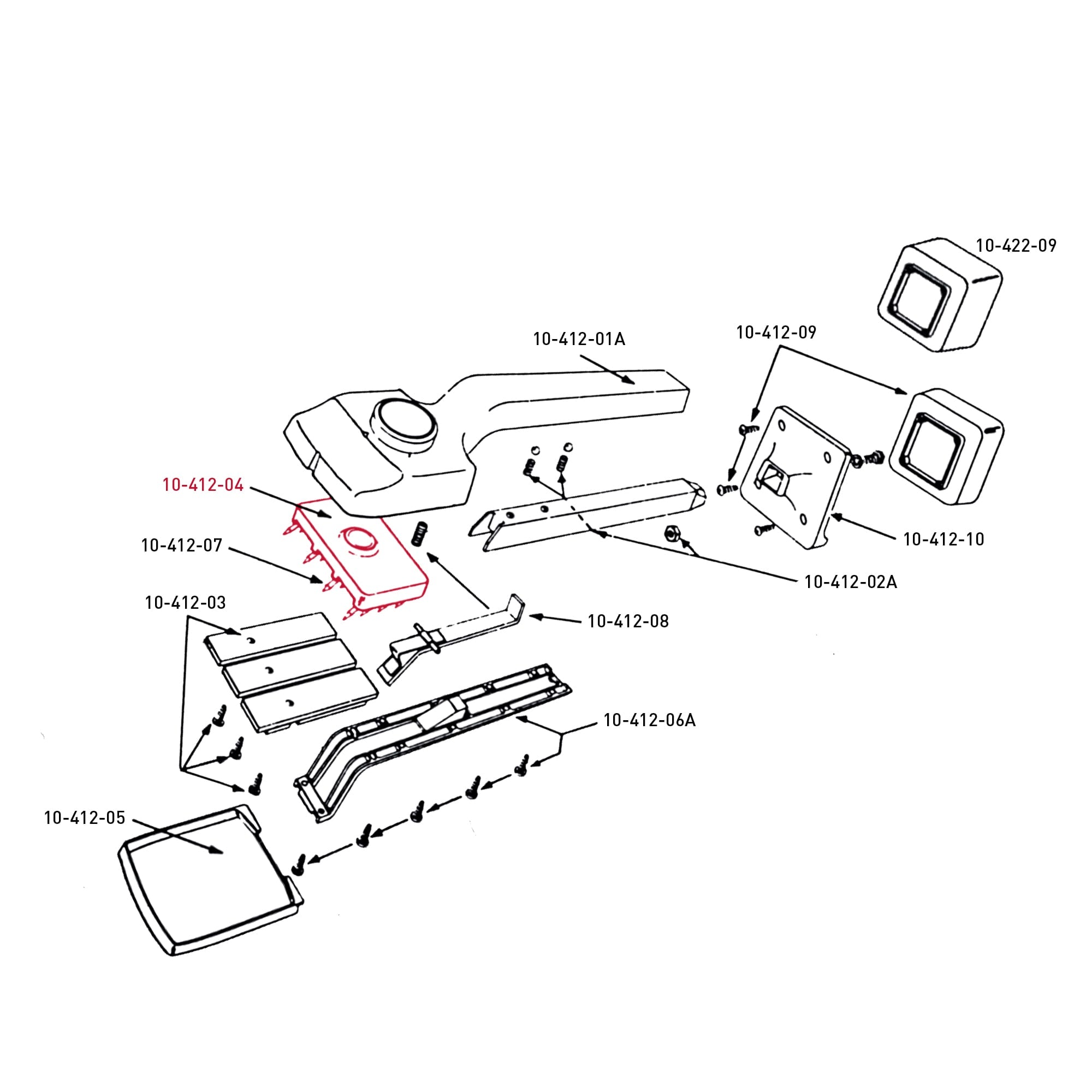 Base Plate Assembly for 10-412 Deluxe Knee Kicker - 6