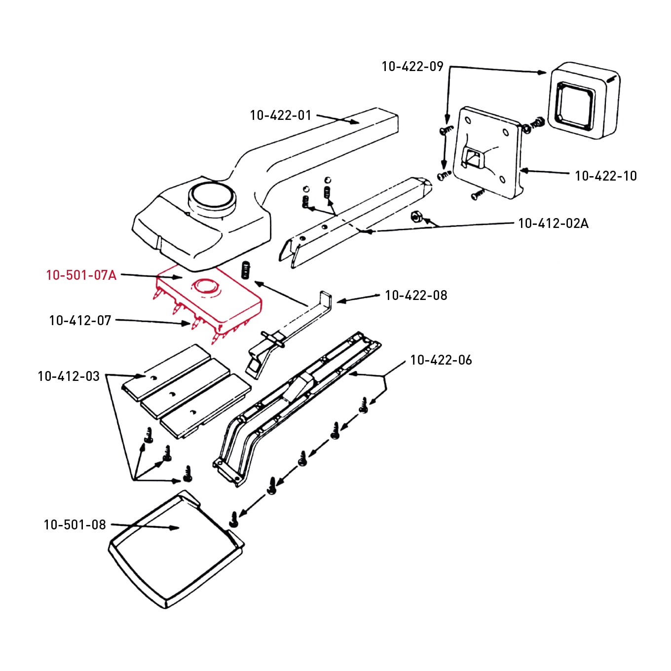 Base Plate Assembly for Carpet Knee Kickers - 6