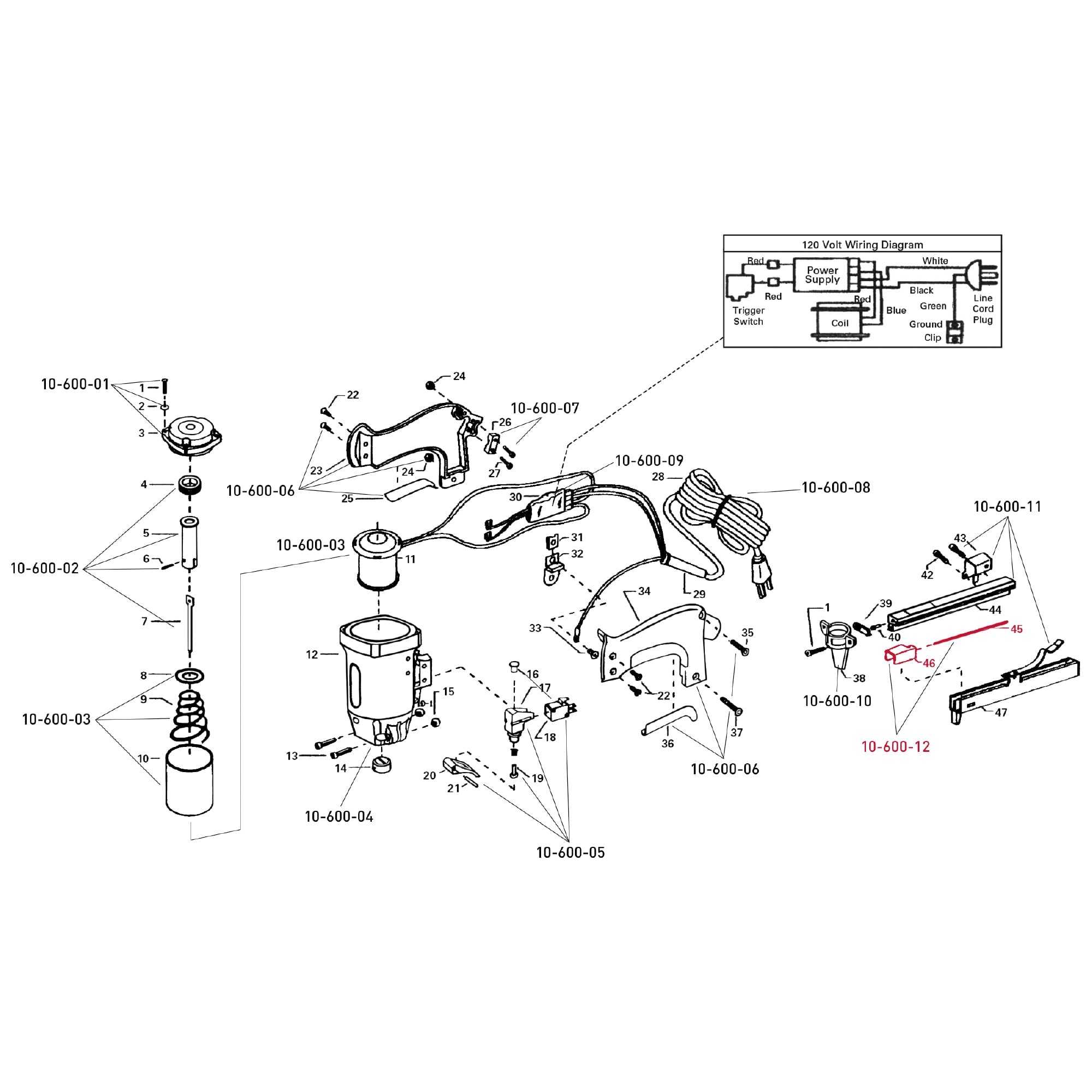 Staple Pusher and Spring for 10-600 Pro Electric Stapler - 6
