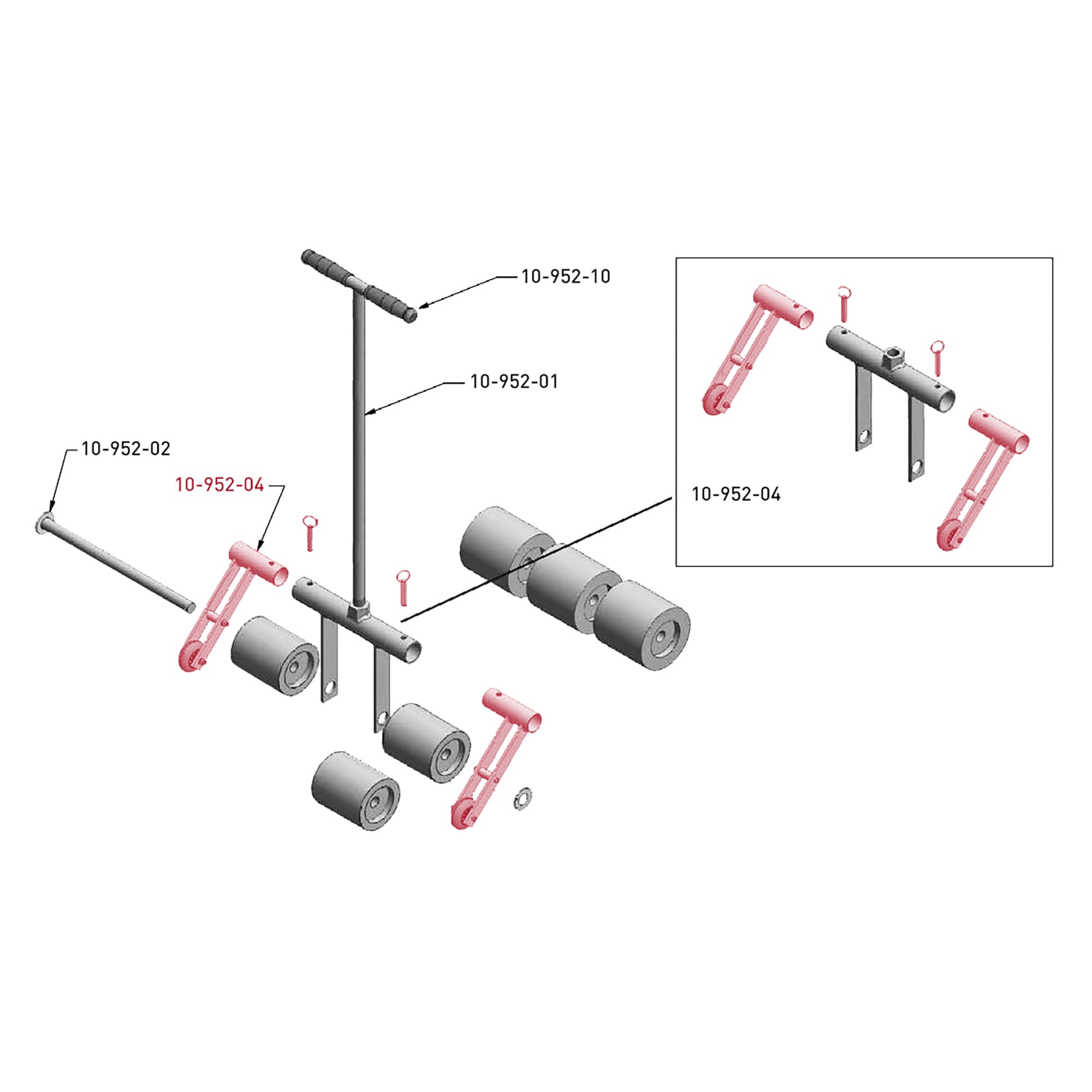 Transport Wheel Assembly for 10-935%2C 10-950%2C 10-952 Floor Rollers - 7