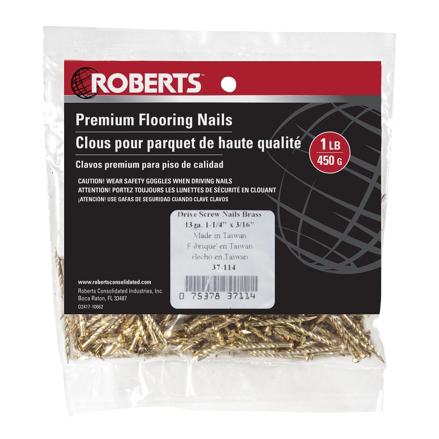13-Gauge Drive Screw Nails Brass - 1-1/4" (1 lb. Bag) - 4