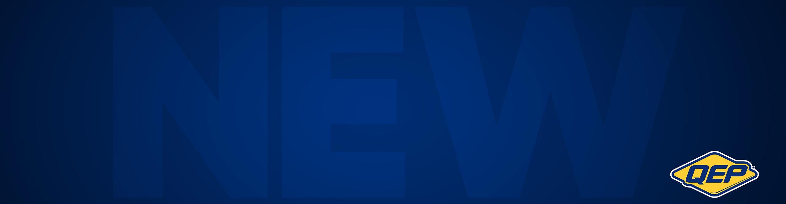 Blue background with 'NEW' and a QEP logo in the bottom right corner