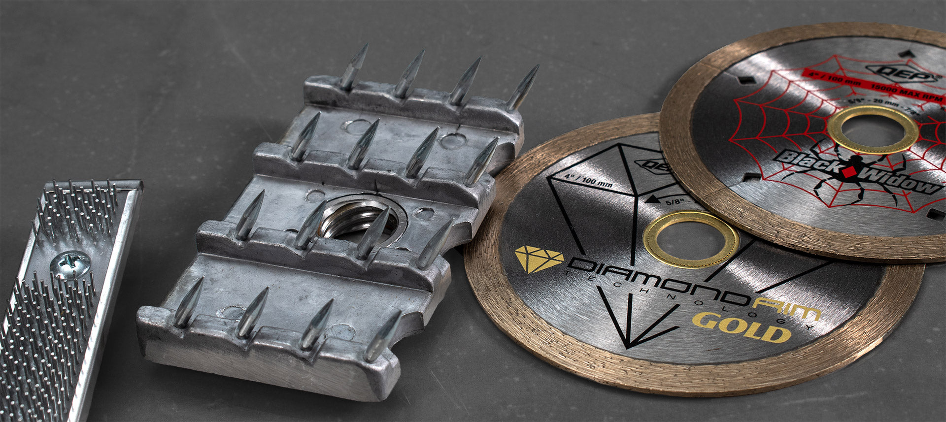 ROBERTS knee kicker replacement parts and QEP Black Widow and Diamond Gold tile saw blades