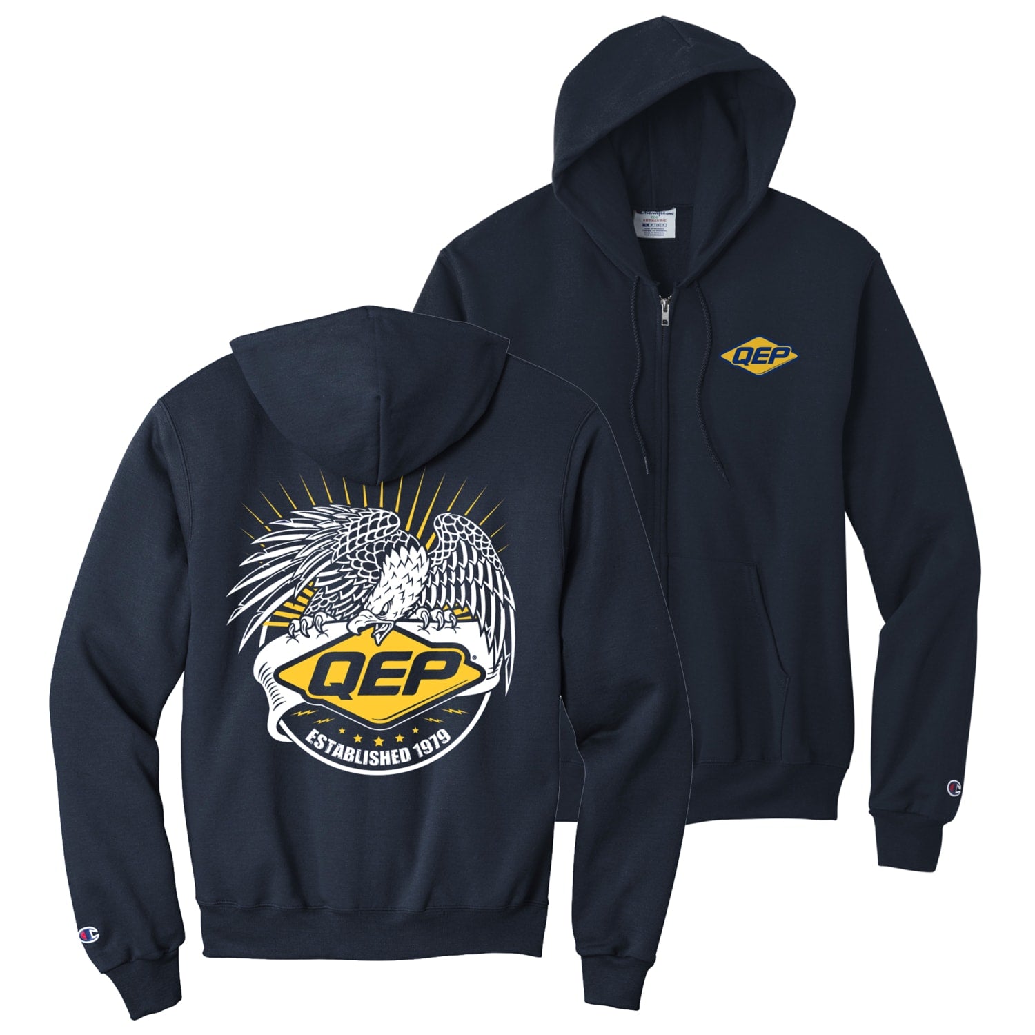 Hoodie with Iconic Eagle Graphic - Large - Navy Blue - 1
