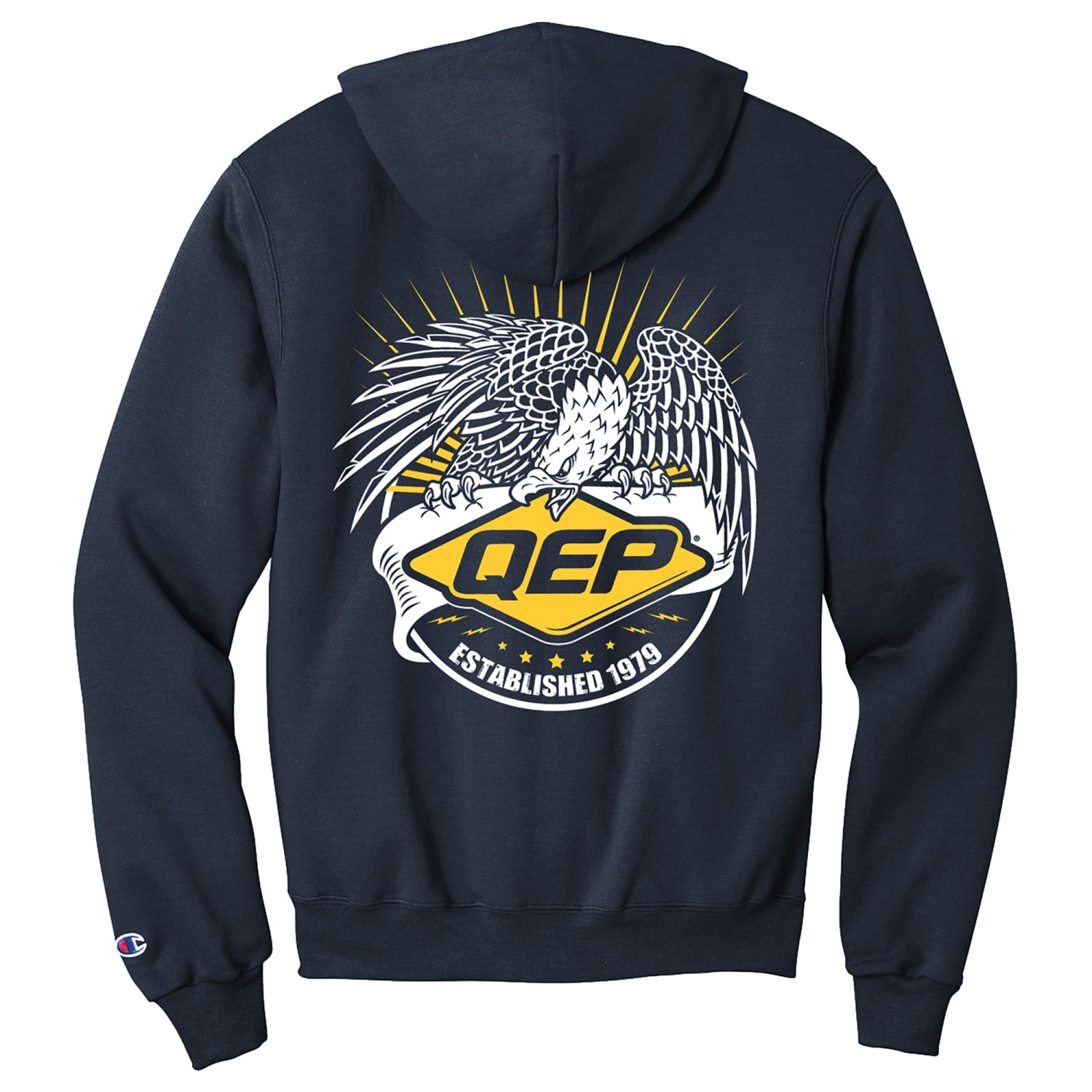 Hoodie with Iconic Eagle Graphic - Large - Navy Blue - 3