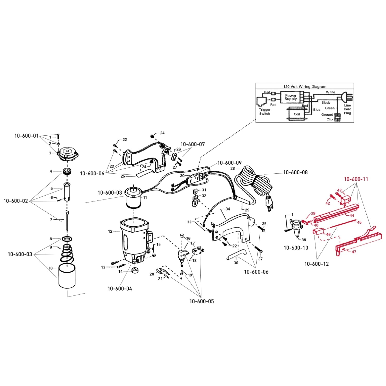 Complete Magazine Assembly for 10-600 Pro Electric Stapler - 7
