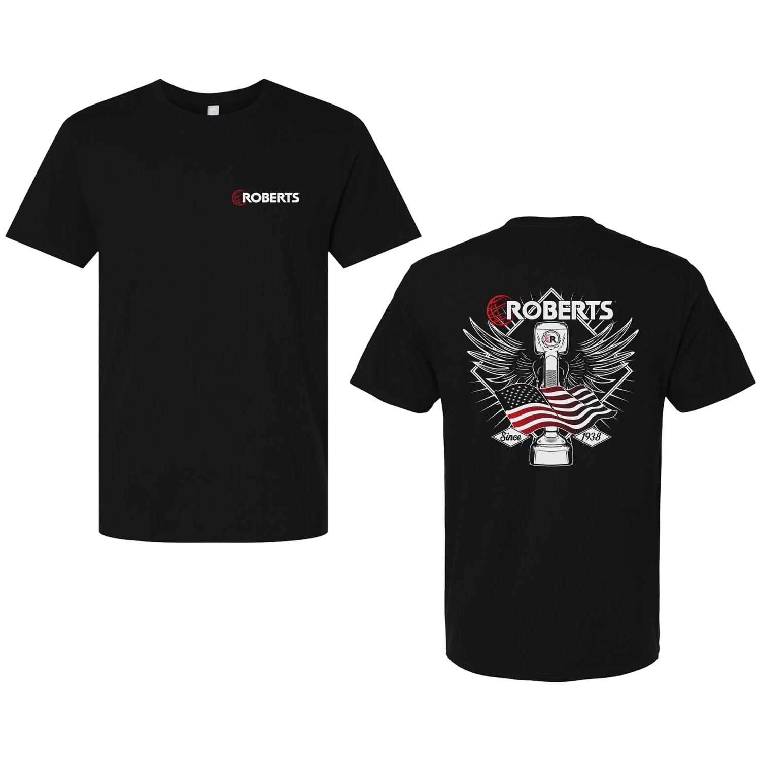 T-Shirt with Iconic Wings & American Flag Graphic - Large - Black - 1