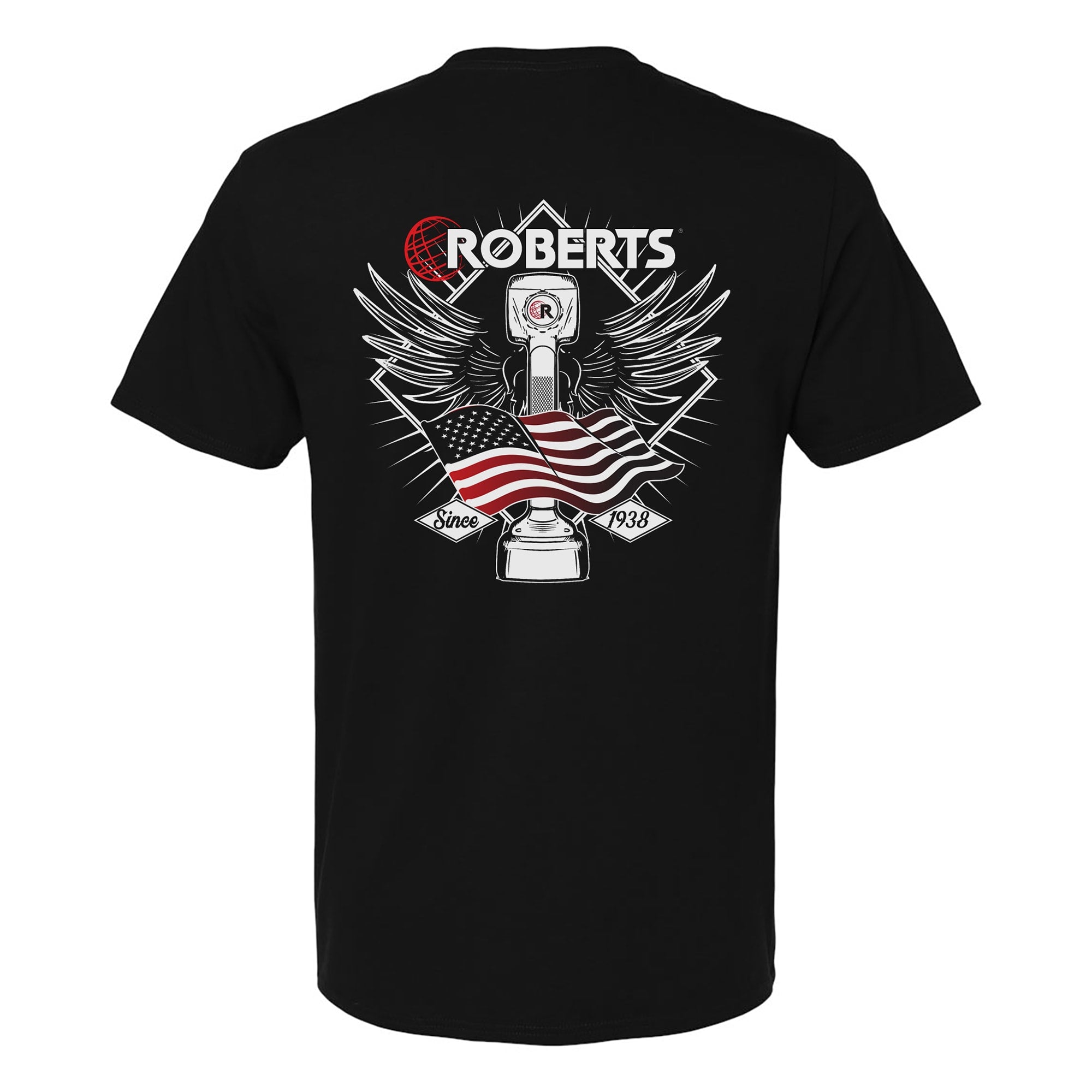 T-Shirt with Iconic Wings & American Flag Graphic - Large - Black - 3